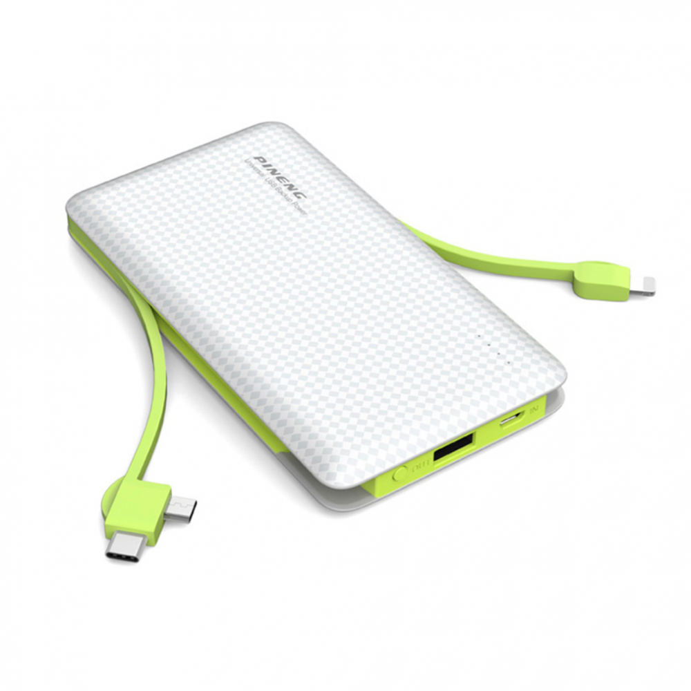 Slim Power Bank 10000 mAh Cargador portátil delgado 3 salidas cables incluidos