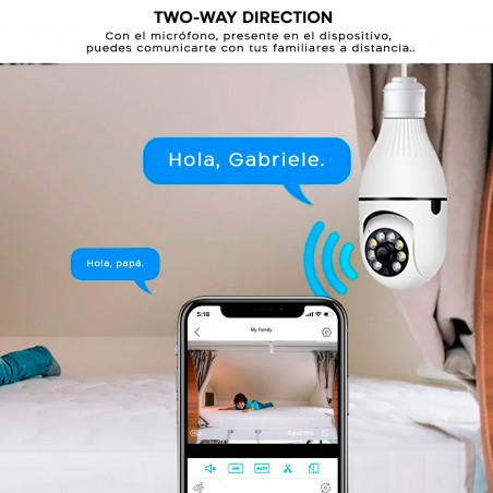 Cámara oculta Wi-Fi exterior o interior para bombilla de lámpara Zoom Cam