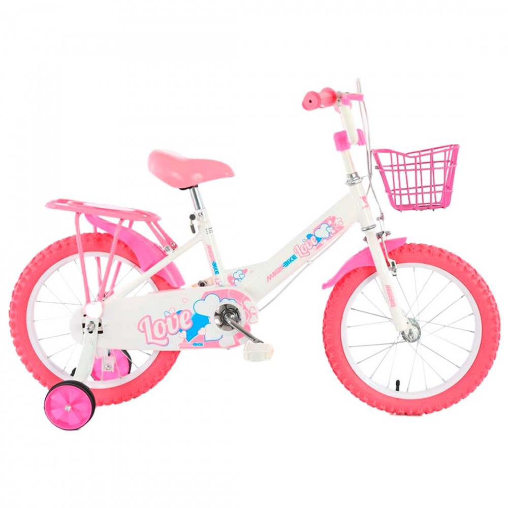 Bicicleta infantil mágica talla 16" LOVE line edad 5-7 años ruedas y cesta