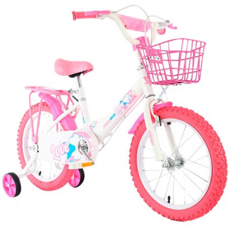 Bicicleta infantil mágica talla 16" LOVE line edad 5-7 años ruedas y cesta
