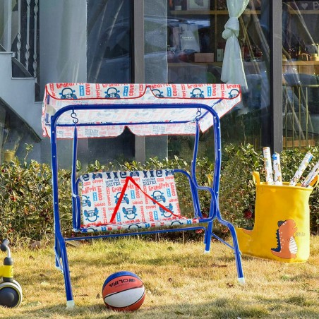 Balancín de jardín 2 plazas para niños COVERI sombrilla cinturones de seguridad