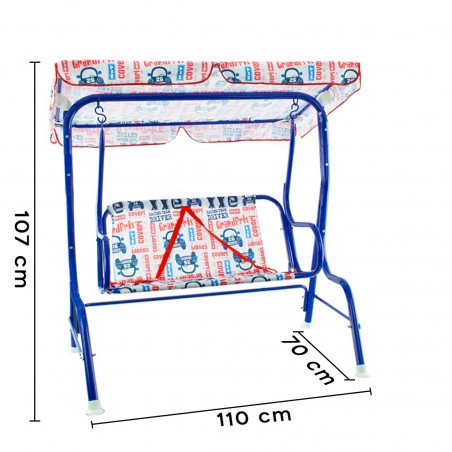 Balancín de jardín 2 plazas para niños COVERI sombrilla cinturones de seguridad