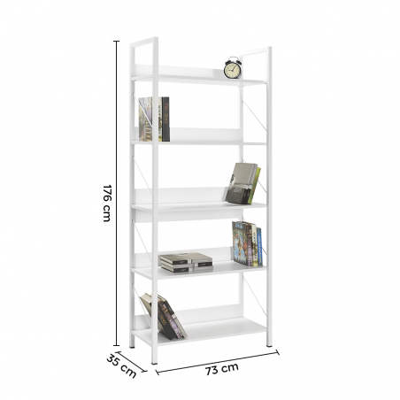 Librería madera KTP750 de diseño moderno con 5 estantes para oficina 73x176x35
