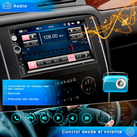 Car Stereo 2 Din MP5 FM Radio Display 7" Bluetooth Touch Screen con mando