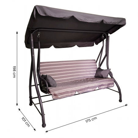 Mecedora MASTER de 3 plazas con respaldo reclinable en cama con cojines marrones