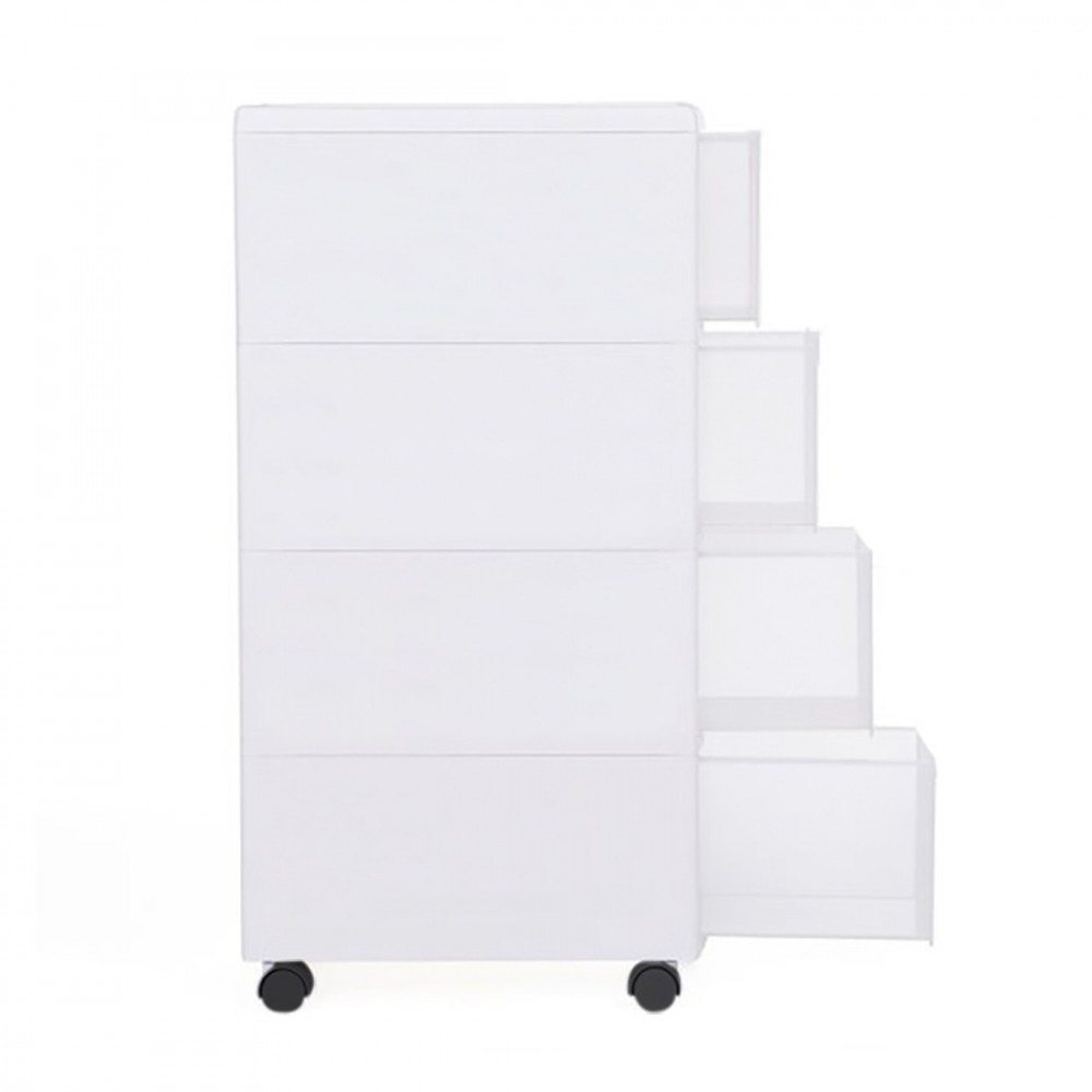 Carro estrecho de 4 cajones multiusos Blanco...