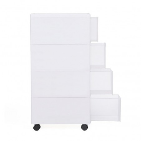 Carro estrecho de 4 cajones multiusos Blanco para ahorro de espacio con ruedas