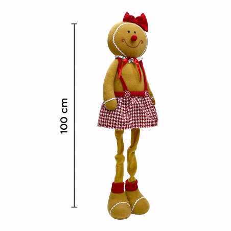 Decoración pan de jengibre femenina 100 cm 301101 adorno navideño con luces