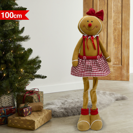 Decoración pan de jengibre femenina 100 cm 301101 adorno navideño con luces