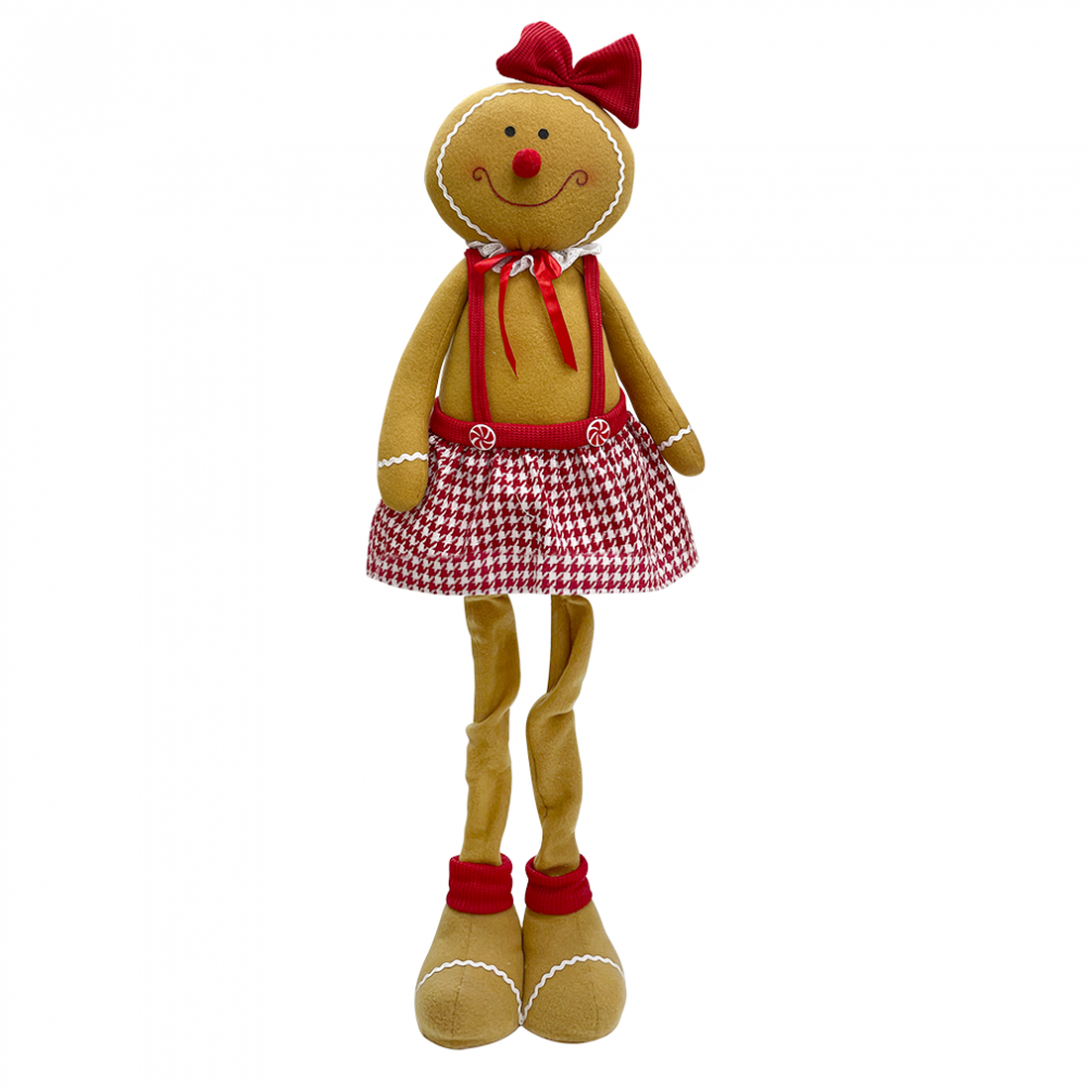 Decoración Pan de jengibre femenina 80cm 301102 adorno navideño con luces