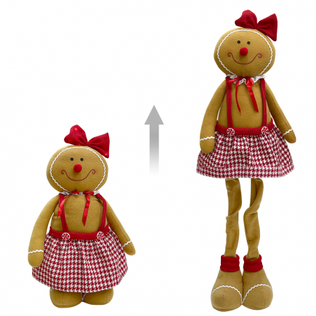 Decoración Pan de jengibre femenina 80cm 301102 adorno navideño con luces