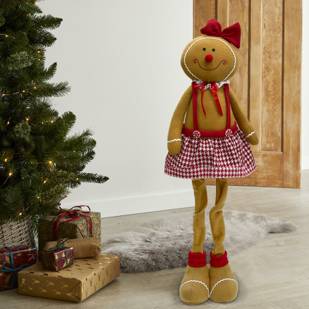 Decoración Pan de jengibre femenina 80cm 301102 adorno navideño con luces