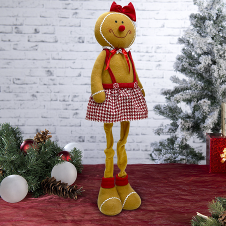 Decoración Pan de jengibre femenina 80cm 301102 adorno navideño con luces