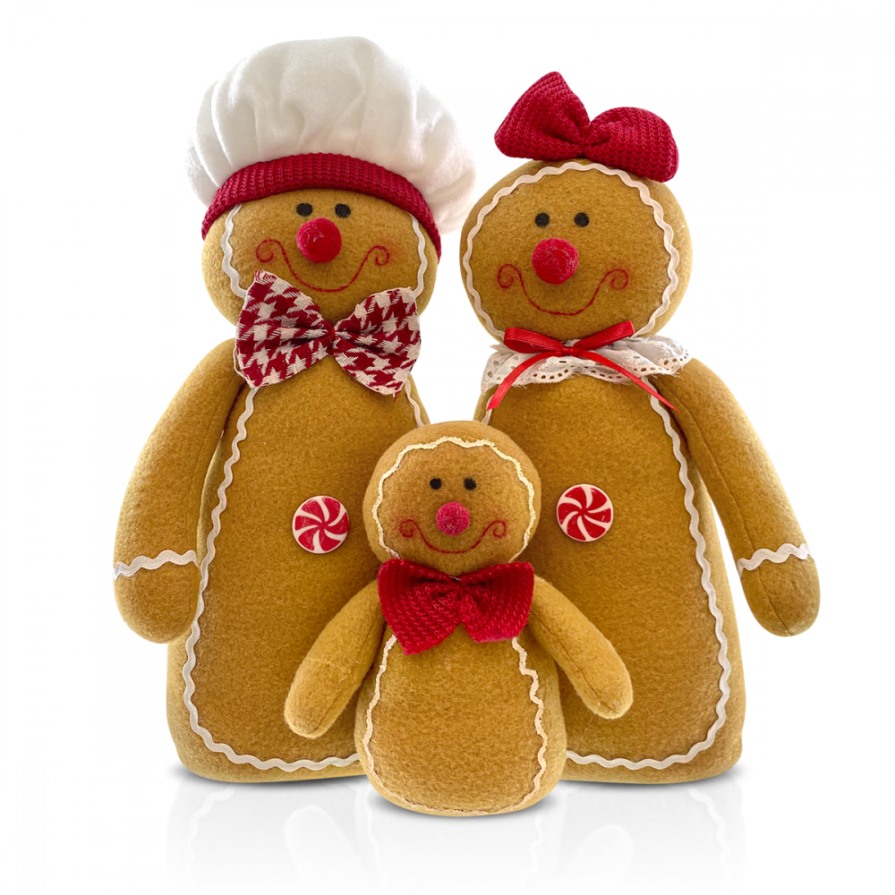 Trio gingerbread decoración navideña 37Hcm 301108 Decoración navideña con luces