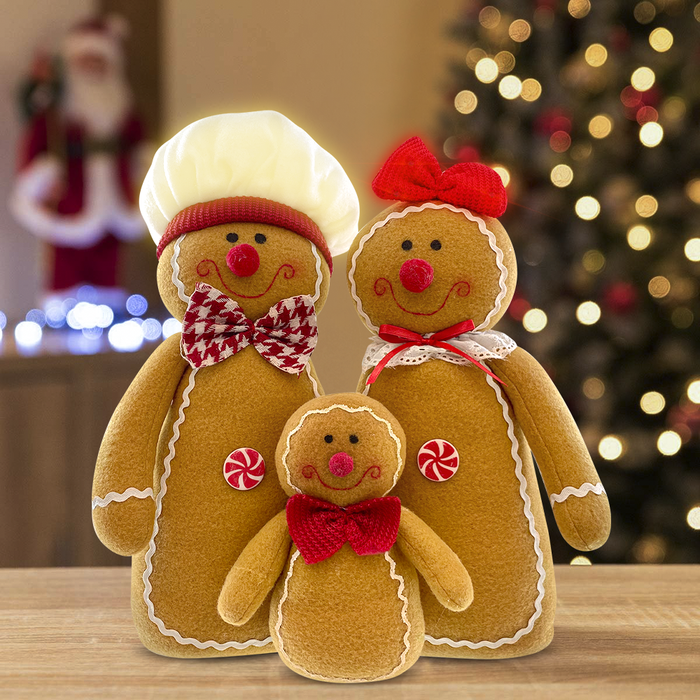 Trio gingerbread decoración navideña 37Hcm...