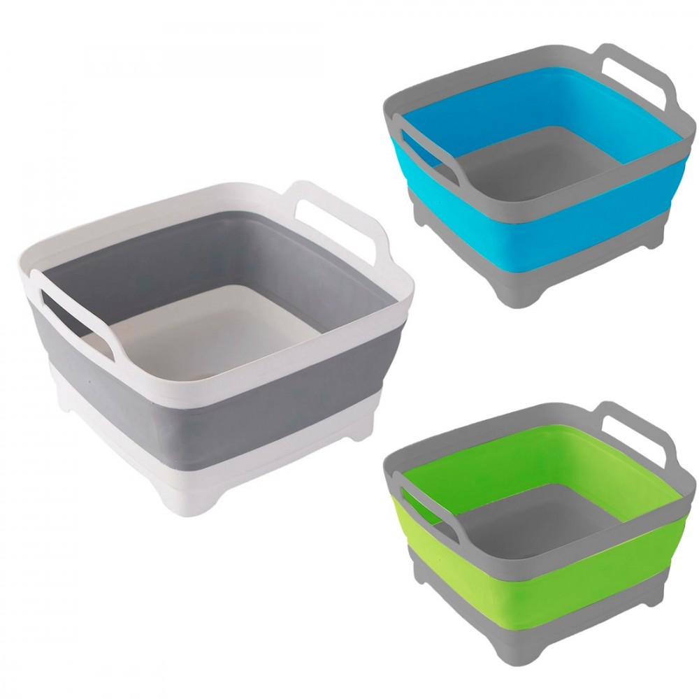 Cesto de lavado multiusos plegable 605806 en silicona contapón desagüe Azul