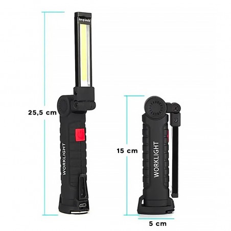 Mini linterna LED recargable COB 400529 Luz de emergencia articulada magnética