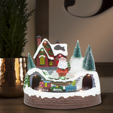 Christmas Village 361034 Carrusel de Navidad Luces Sonidos Movimiento 20x20x16cm