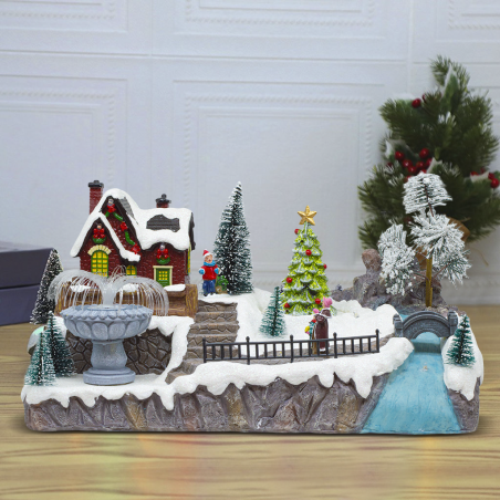 Aldea Navideña 32x17x19cm 361069 Decoración con Luces, Música y Movimiento