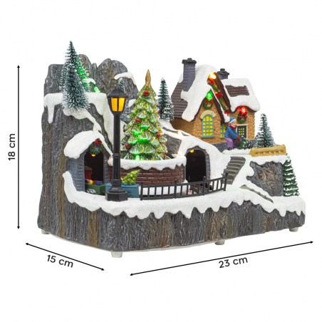 Aldea Navideña 23x15x18 cm 361073 Decoración con Luces, Música y Movimiento
