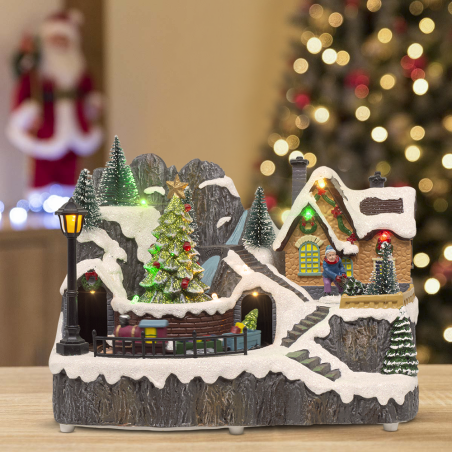 Aldea Navideña 23x15x18 cm 361073 Decoración con Luces, Música y Movimiento
