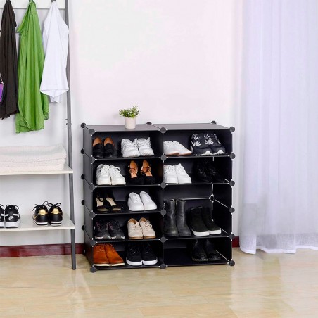 Zapatero Modular 10 compartimentos organizador ahorro de espacio en PVC