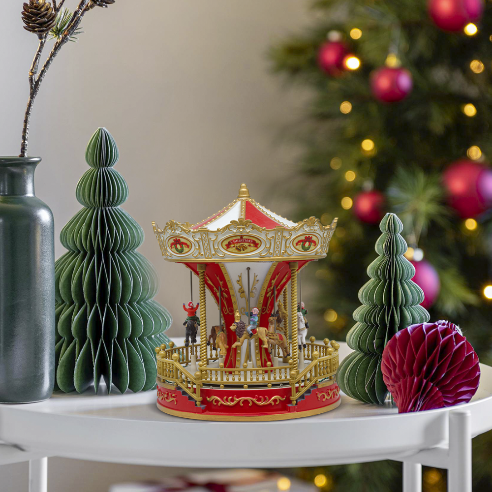 367001 Carrusel navideño con caballos 28x22 cm...