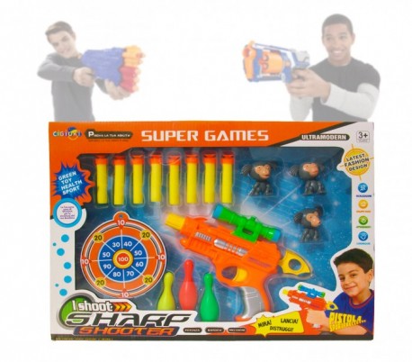 Juego infantil de disparos (Incluye balas - diana - objetivo) 2913