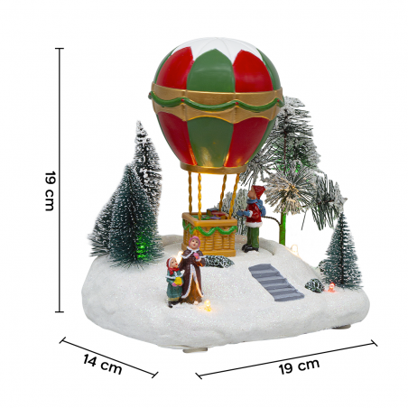 Globo Aerostático 19x14x19 cm 361067 Decoración con Luces, Música y Movimiento