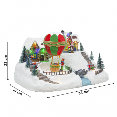 Aldea Navideña 34x23x22 cm 361063 Decoración con Luces, Música y Movimiento