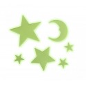 Pack de 24 piezas - Estrellas, planetas y luna autoadhesivas fluorescentes - Decorativas para la habitación