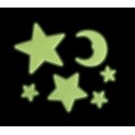 Pack de 24 piezas - Estrellas, planetas y luna autoadhesivas fluorescentes - Decorativas para la habitación