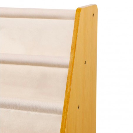 Librería infantil montessori estantería 4 niveles de madera y tela