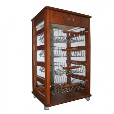 MAS019 Carro Vesuvio Nogal 82x38x48 cm frutero de cocina en madera de haya