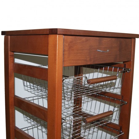 MAS019 Carro Vesuvio Nogal 82x38x48 cm frutero de cocina en madera de haya