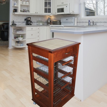 MAS019 Carro Vesuvio Nogal 82x38x48 cm frutero de cocina en madera de haya