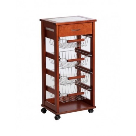 MAS019 Carro Vesuvio Nogal 82x38x48 cm frutero de cocina en madera de haya