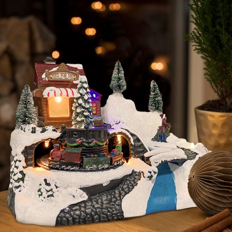 243012 Carrusel de navidad - Tren con Luces Sonidos y Movimiento 24x16x17 cm