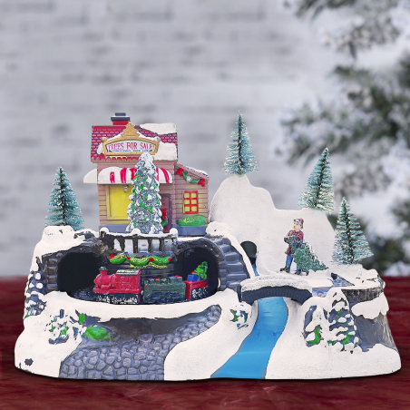 243012 Carrusel de navidad - Tren con Luces Sonidos y Movimiento 24x16x17 cm