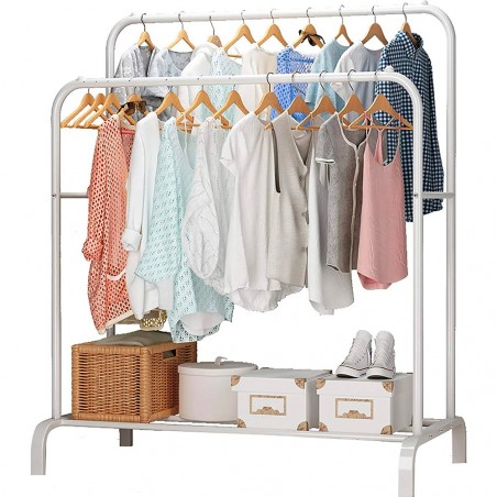 Perchero de barra doble 210962 multifunción con estante de almacenamiento