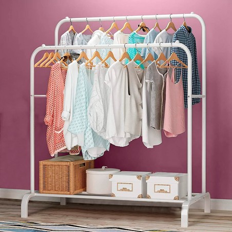 Perchero de barra doble 210962 multifunción con estante de almacenamiento