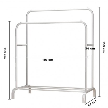 Perchero de barra doble 210962 multifunción con estante de almacenamiento