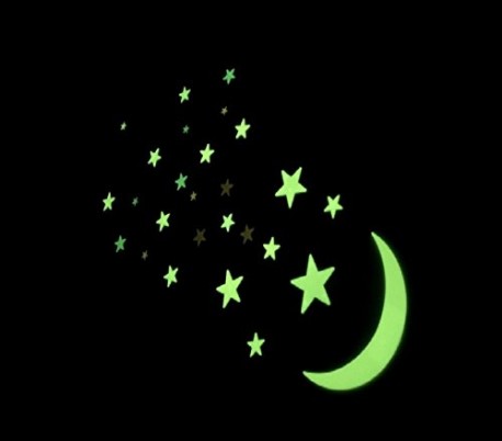 Pack de 13 piezas mod. GLOW MOON & STARS - Estrellas y luna autoadhesivas fluorescentes - Decorativas para la habitación