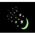 Pack de 13 piezas mod. GLOW MOON & STARS - Estrellas y luna autoadhesivas fluorescentes - Decorativas para la habitación