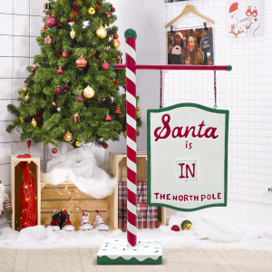 Cartel Papá Noel rojo 45x15x77cm 436003 Decoración... 2