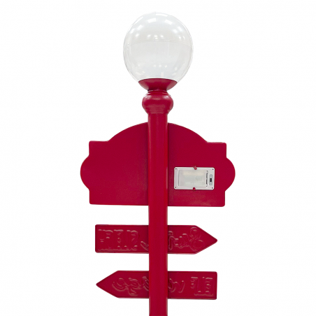 Cartel direcciones Papá Noel 436015 Adorno navideño rojo y verde con luz 32x14cm