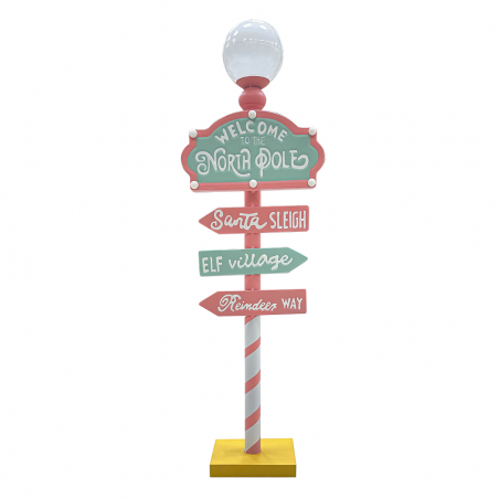 Cartel direcciones Papá Noel 436016 Adorno Candy Christmas rosa con luz 32x14cm