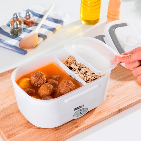 Calentador eléctrico 820442 40W fiambrera portátil con cubierto y compartimentos