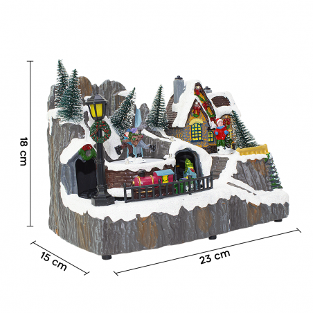 Aldea Navideña 23x15x18cm 361074 Decoración con Luces, Música y Movimiento