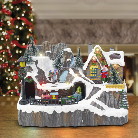 Aldea Navideña 23x15x18cm 361074 Decoración con Luces, Música y Movimiento